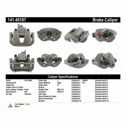 Stoptech Centric Semi-Loaded Brake Caliper - Front Right 141.45107