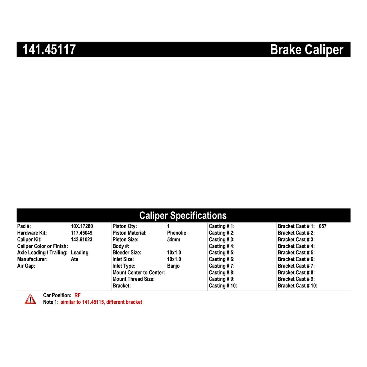 Stoptech Centric 16-17 Mazda CX-3 Semi-Loaded Front Passenger Side Rebuilt Brake Caliper 141.45117