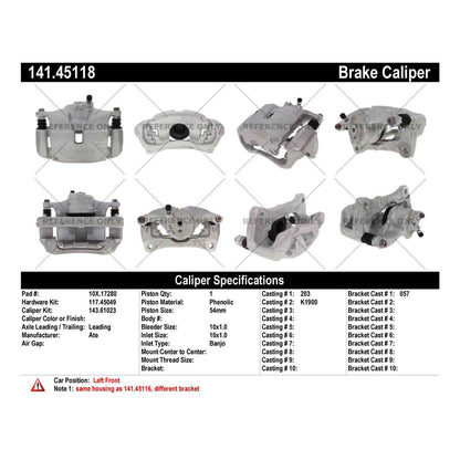Stoptech Centric 16-17 Mazda CX-3 Semi-Loaded Front Driver Side Rebuilt Brake Caliper 141.45118