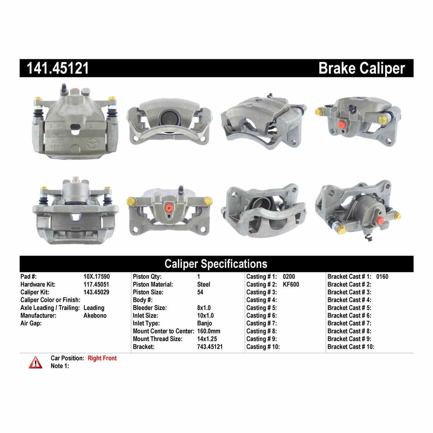 Centric Parts Semi-Loaded Brake Caliper 141.45121