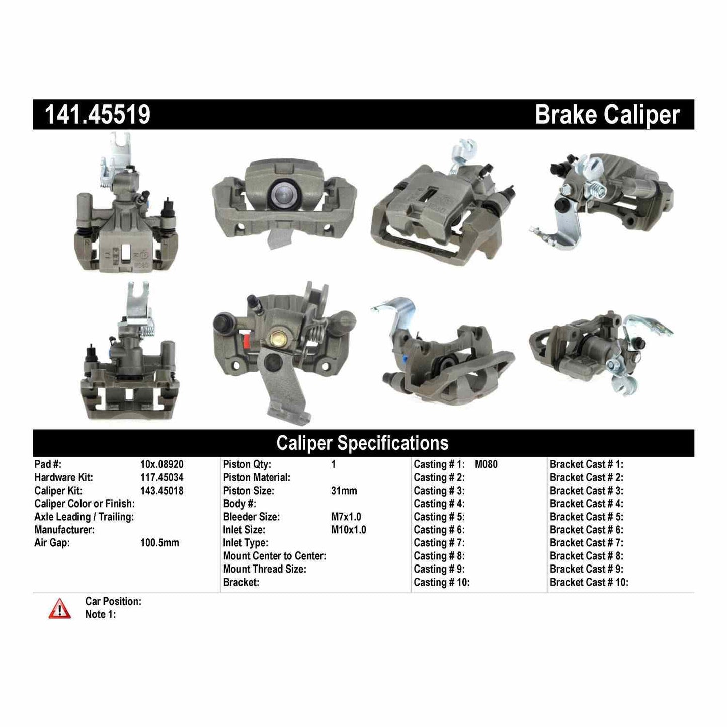 Stoptech Centric Semi-Loaded Brake Caliper - Rear Right 141.45519