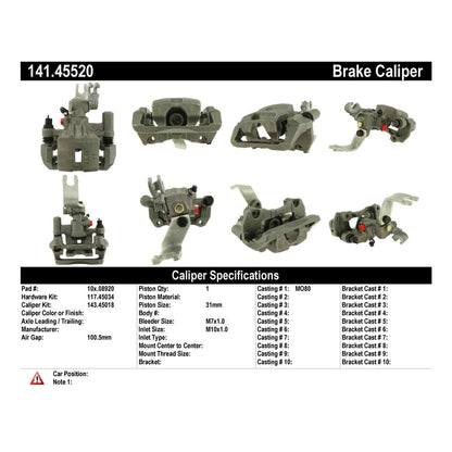 Centric Parts Disc Brake Caliper Semi-Loaded with Anti-Corrosion Finish for 141.45520