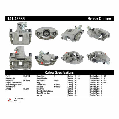 Centric Parts Disc Brake Caliper Semi-Loaded with Anti-Corrosion Finish 141.45535