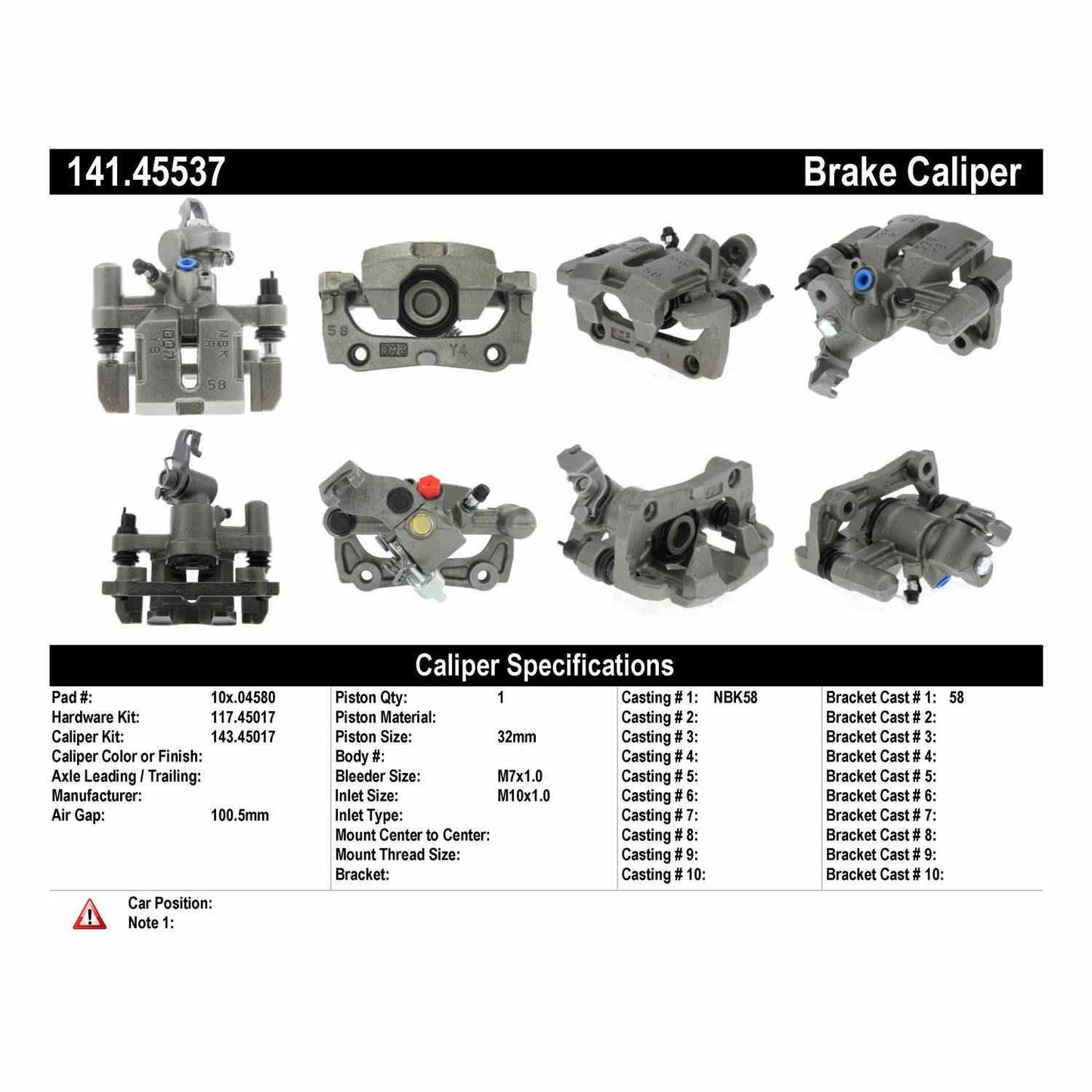 Centric Parts Disc Brake Caliper Semi-Loaded with Anti-Corrosion Finish for 141.45537