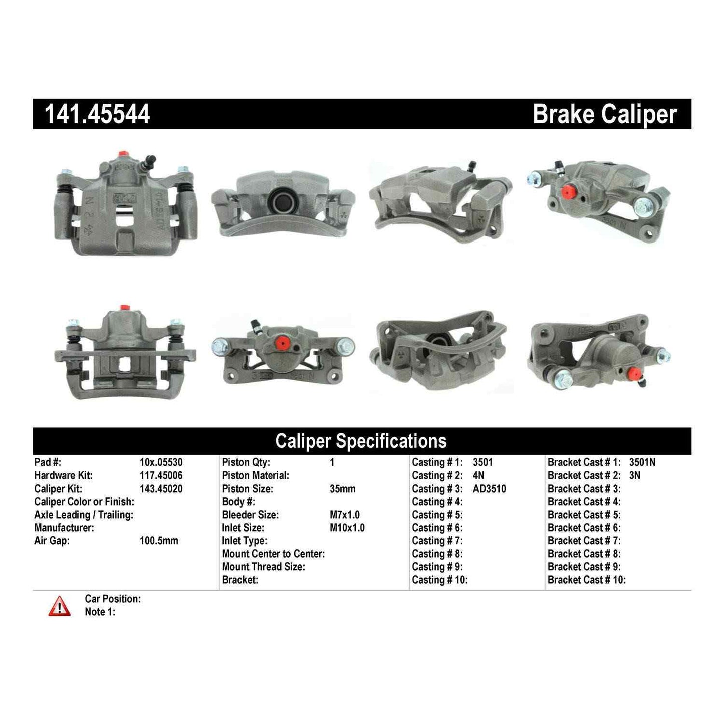 Centric Parts Semi-Loaded Brake Caliper 141.45544