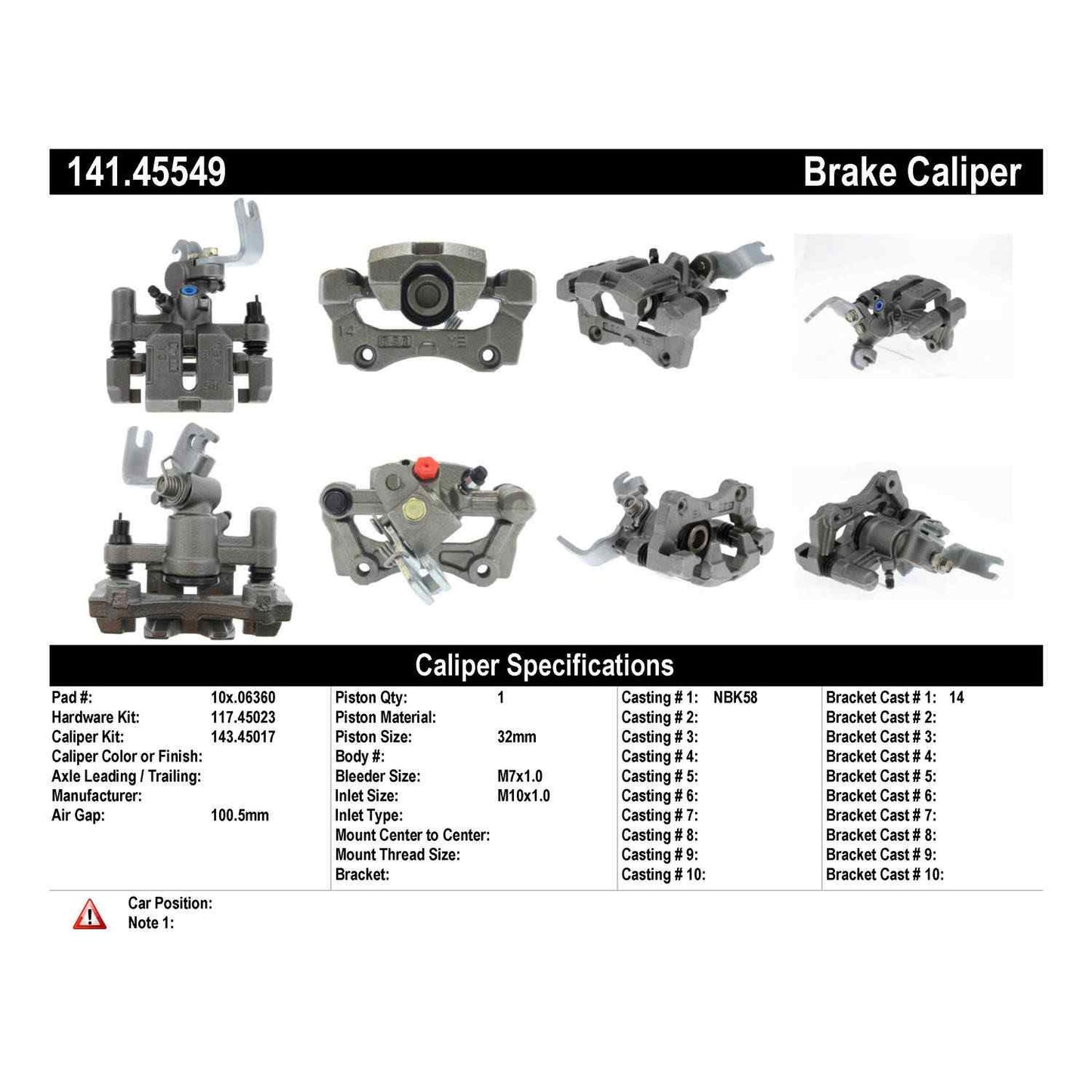 Stoptech Centric 94-02 Mazda Miata Remanufactured Semi-Loaded Rear Right Side Brake Caliper 141.45549