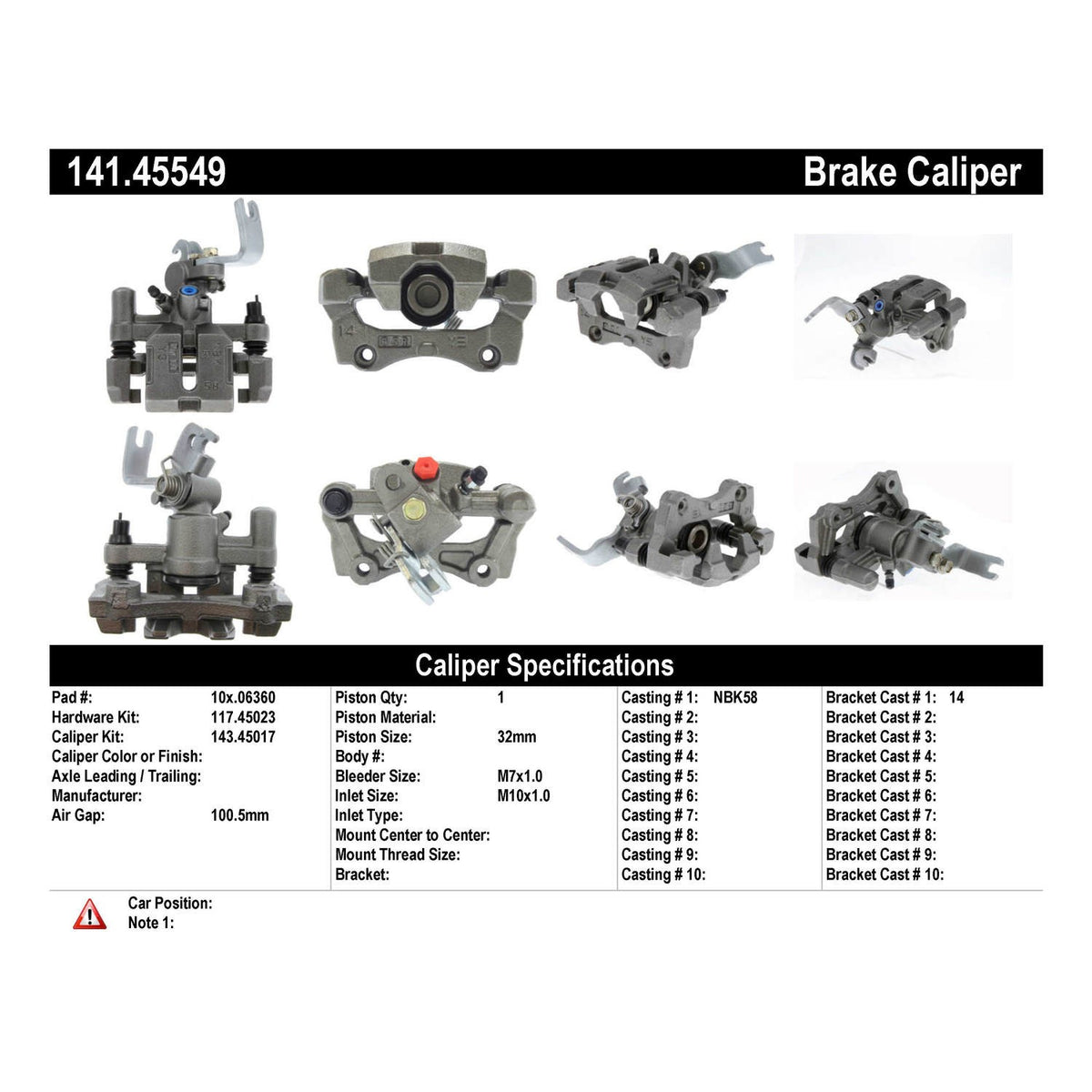 Stoptech Centric 94-02 Mazda Miata Remanufactured Semi-Loaded Rear Right Side Brake Caliper 141.45549