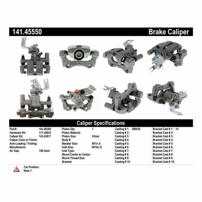 Centric Parts Disc Brake Caliper Semi-Loaded with Anti-Corrosion Finish for 141.45550