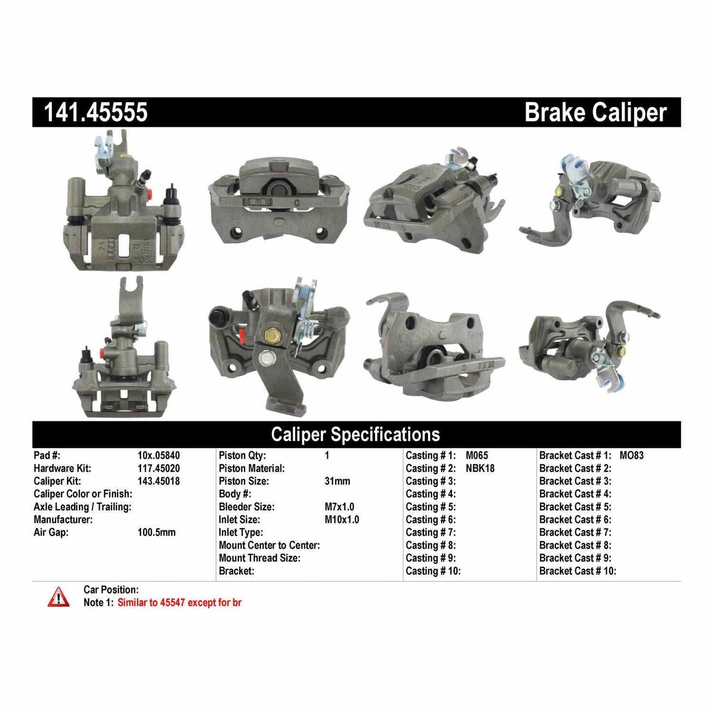 Stoptech Centric Semi-Loaded Brake Caliper - Rear Right 141.45555