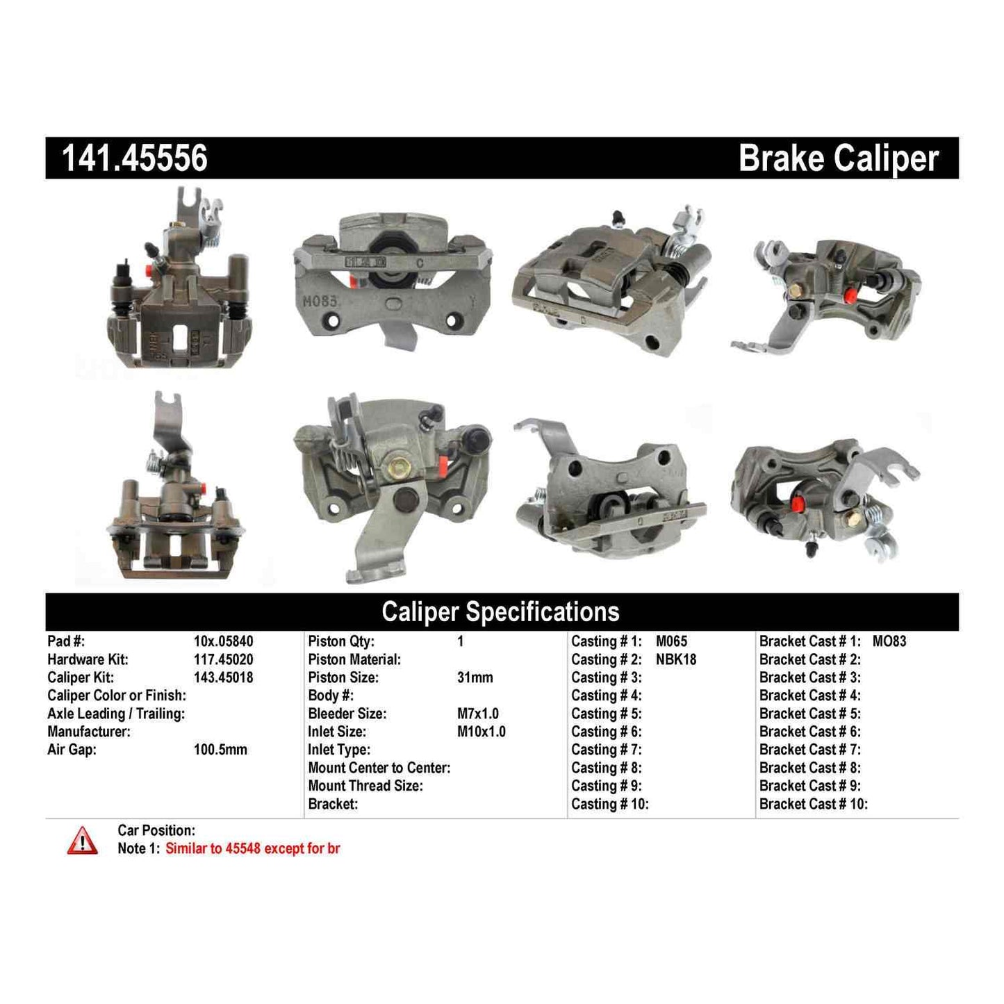 Stoptech Centric Semi-Loaded Brake Caliper - Rear Left 141.45556