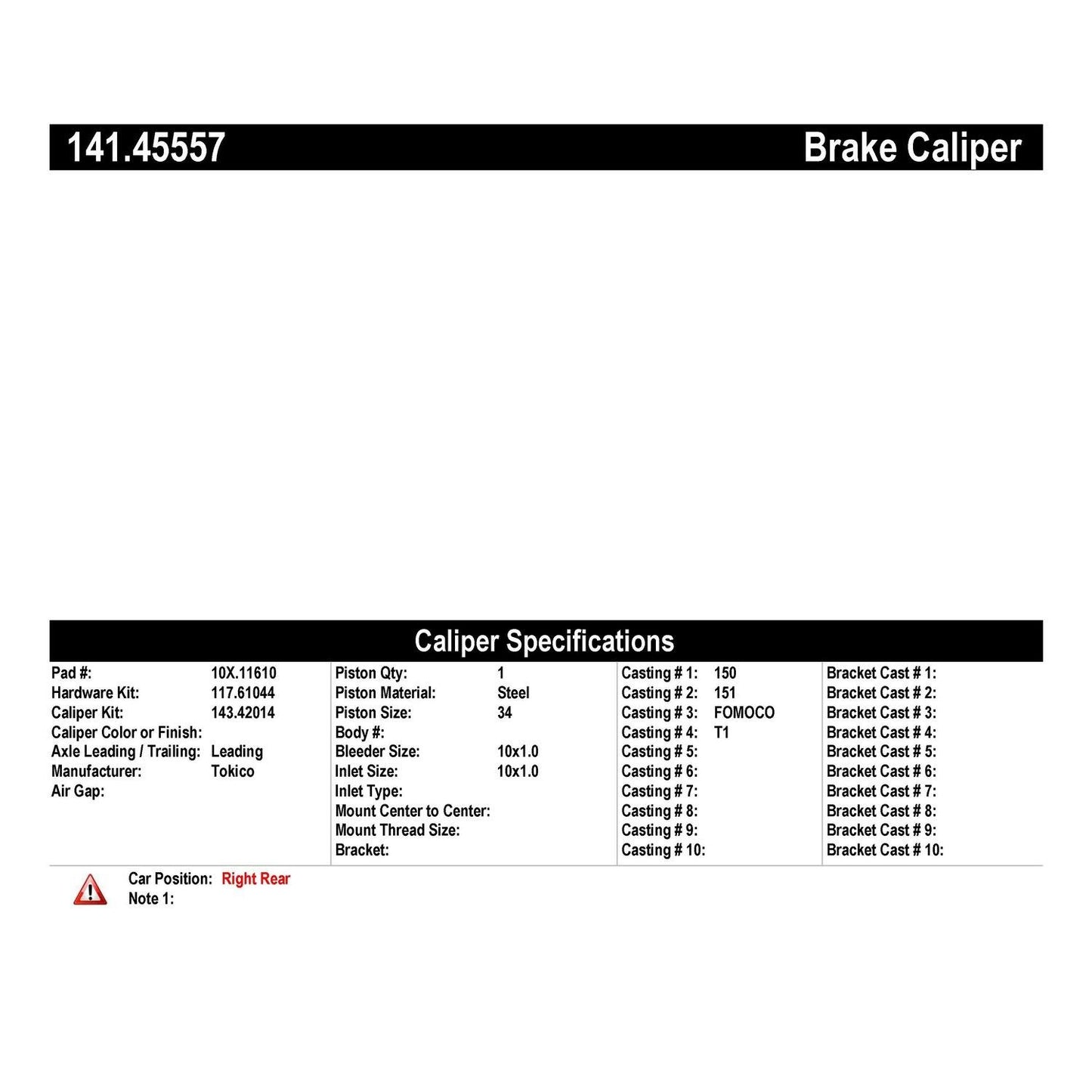 Centric Parts Disc Brake Caliper Semi-Loaded with Anti-Corrosion Finish for 141.45557