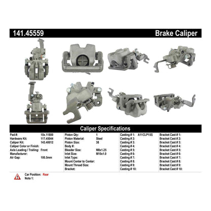 Stoptech Centric 06-15 Mazda MX-5 Miata Remanufactured Semi-Loaded Rear Right Brake Caliper 141.45559