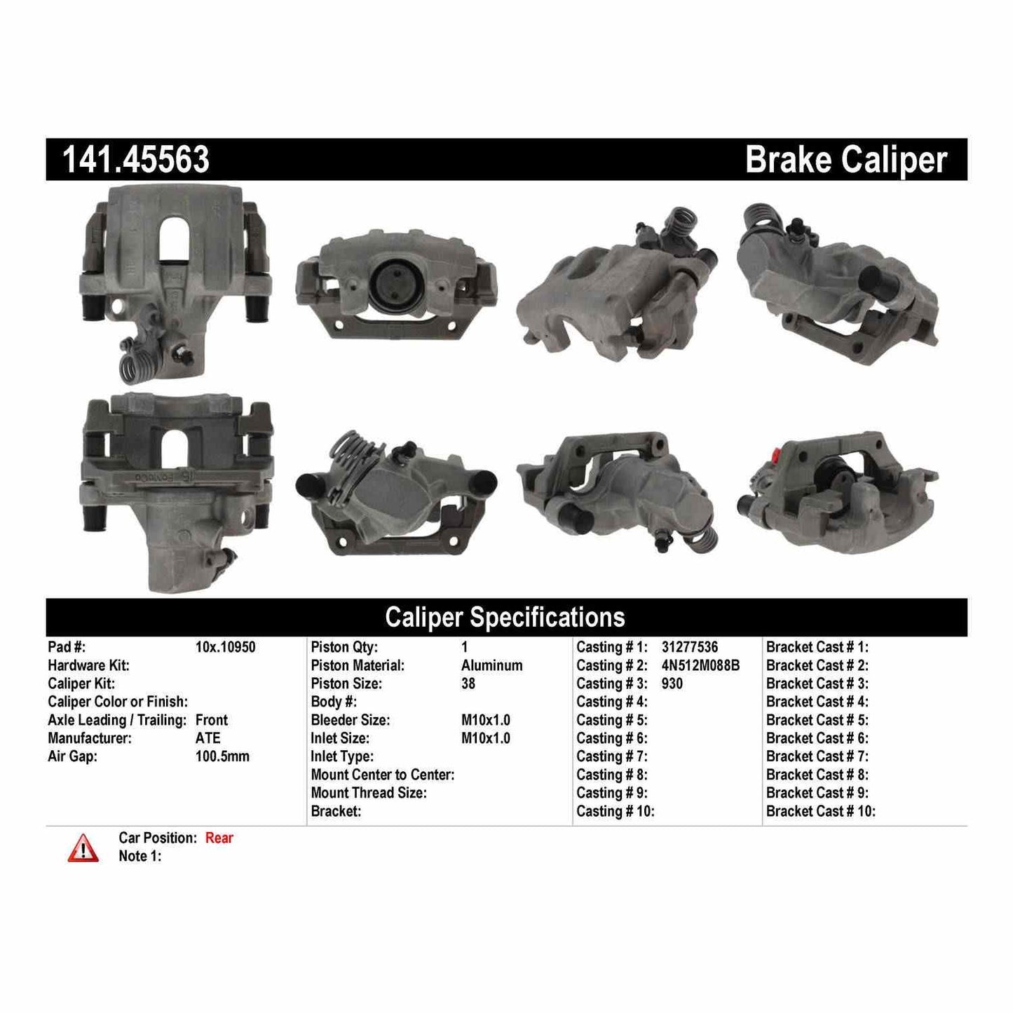 Centric Parts Disc Brake Caliper Semi-Loaded with Anti-Corrosion Finish 141.45563