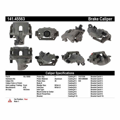 Centric Parts Disc Brake Caliper Semi-Loaded with Anti-Corrosion Finish 141.45563