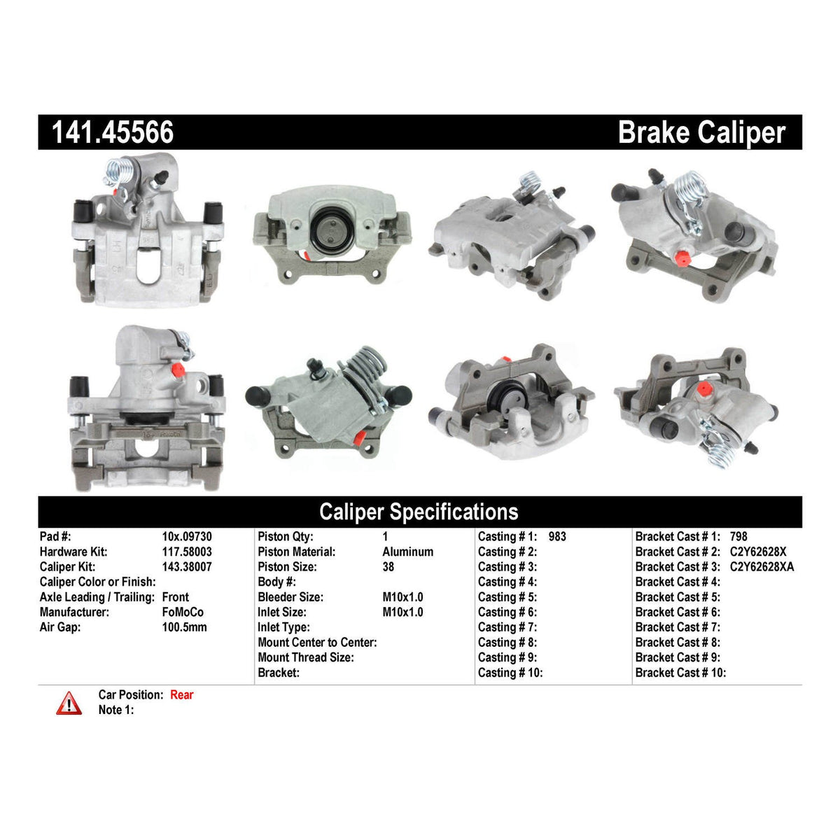 Centric Parts Disc Brake Caliper Semi-Loaded with Anti-Corrosion Finish 141.45566