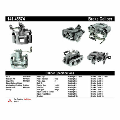 Stoptech Centric Semi-Loaded Brake Caliper - Rear Left 141.45574