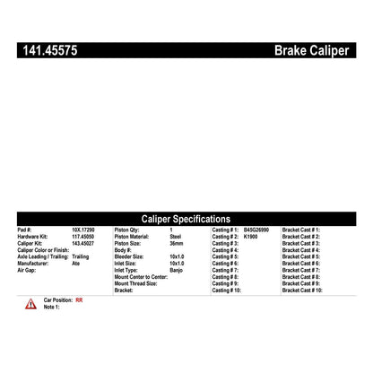 Centric Parts Semi-Loaded Brake Caliper 141.45575