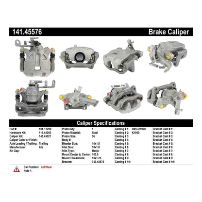 Stoptech Centric Semi-Loaded Brake Caliper - Rear Left 141.45576