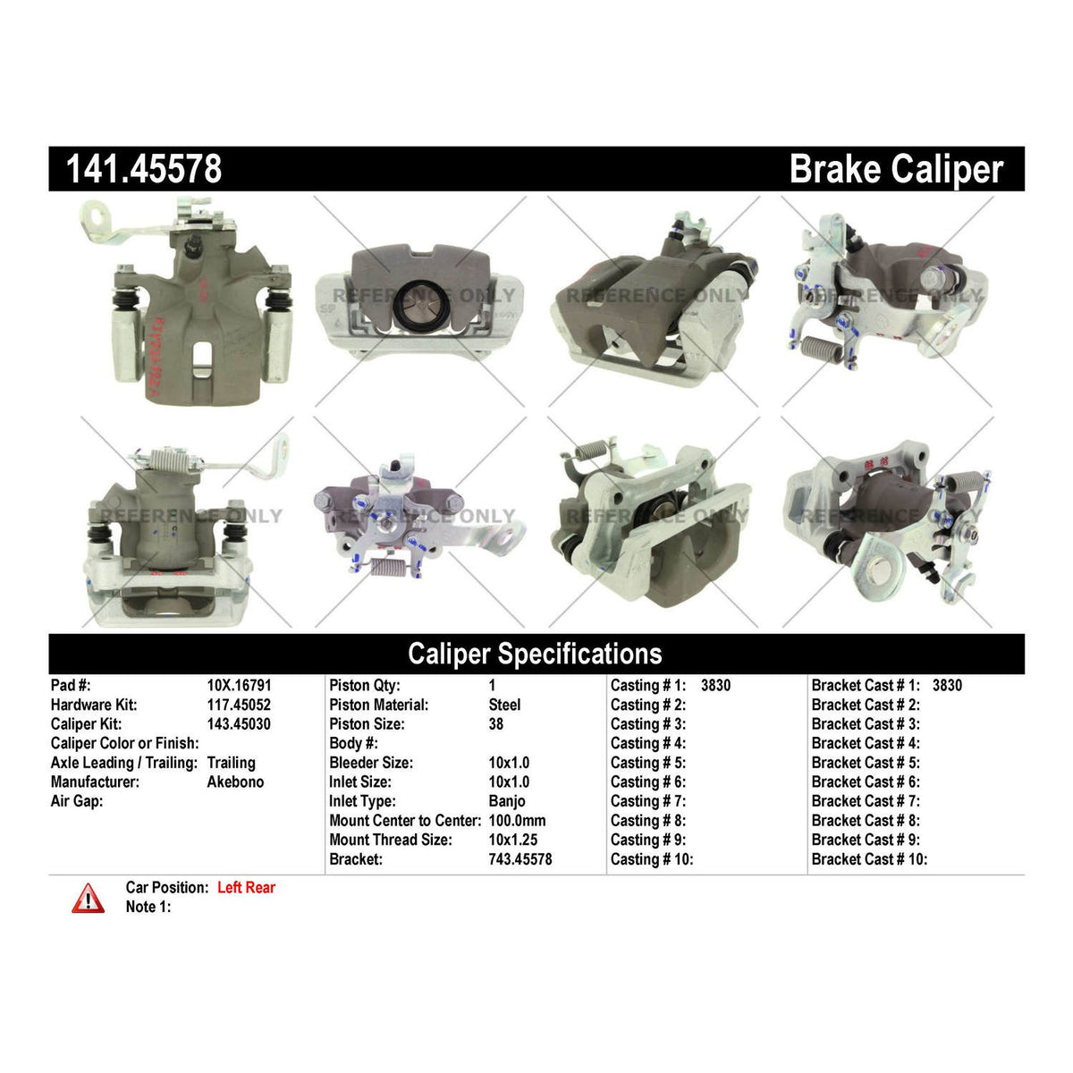 StopTech Semi-Loaded Brake Caliper 141.45578