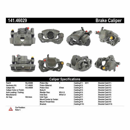 Stoptech Centric Semi-Loaded Brake Caliper - Front Right 141.46029