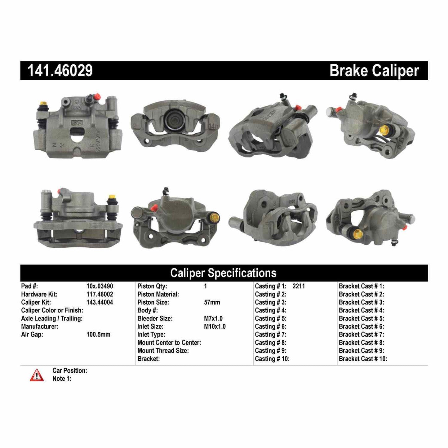Centric Parts Disc Brake Caliper Semi-Loaded with Anti-Corrosion Finish for 1986-1993 Dodge Ram 50 Mitsubishi Mighty Max 1990-1997 Van 141.46029
