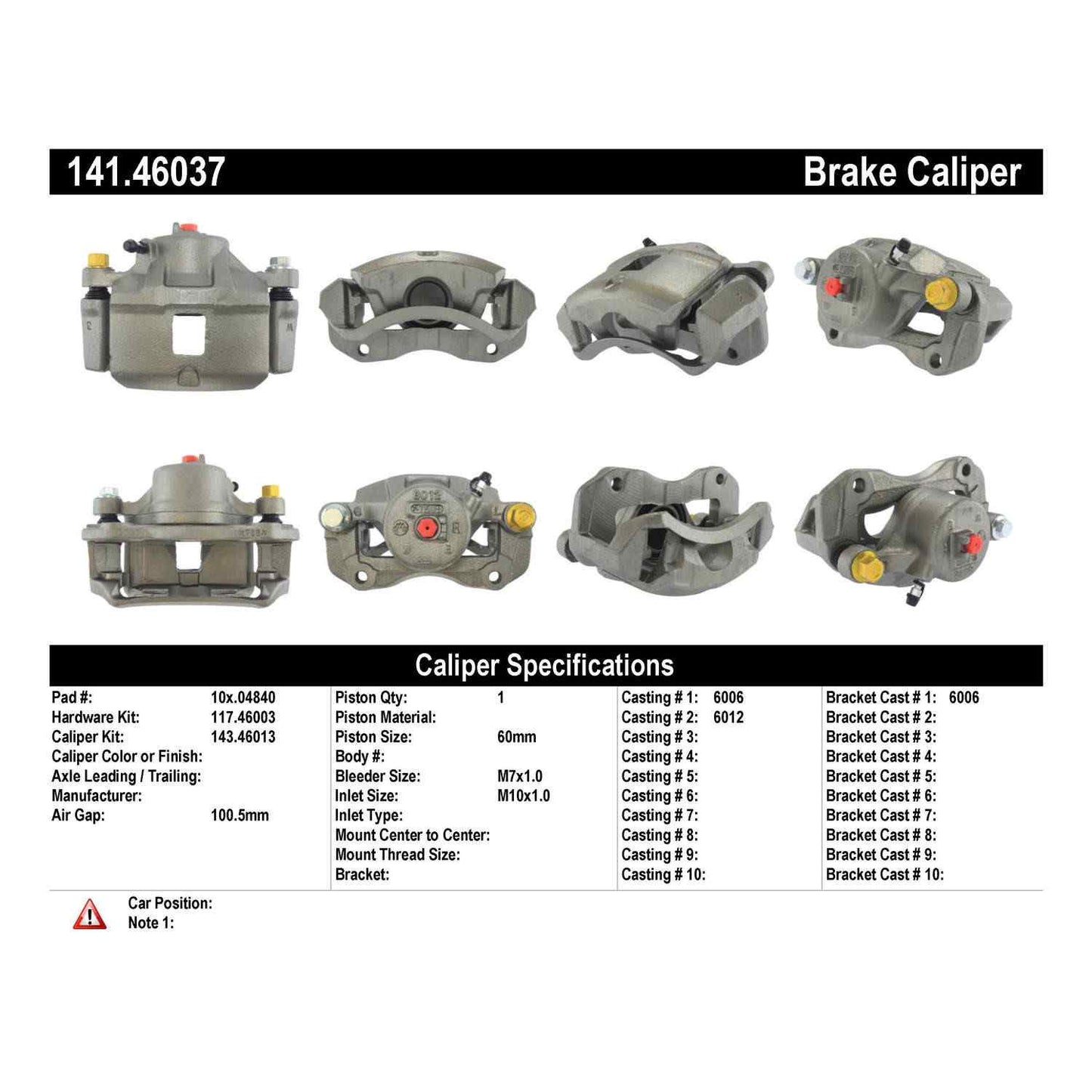 Centric Parts Disc Brake Caliper Semi-Loaded with Anti-Corrosion Finish for 1995-2000 Chrysler Sebring, Dodge Avenger, Eagle Talon, Mitsubishi Eclipse, Galant 141.46037
