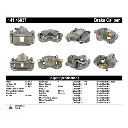 Centric Parts Disc Brake Caliper Semi-Loaded with Anti-Corrosion Finish for 1995-2000 Chrysler Sebring, Dodge Avenger, Eagle Talon, Mitsubishi Eclipse, Galant 141.46037