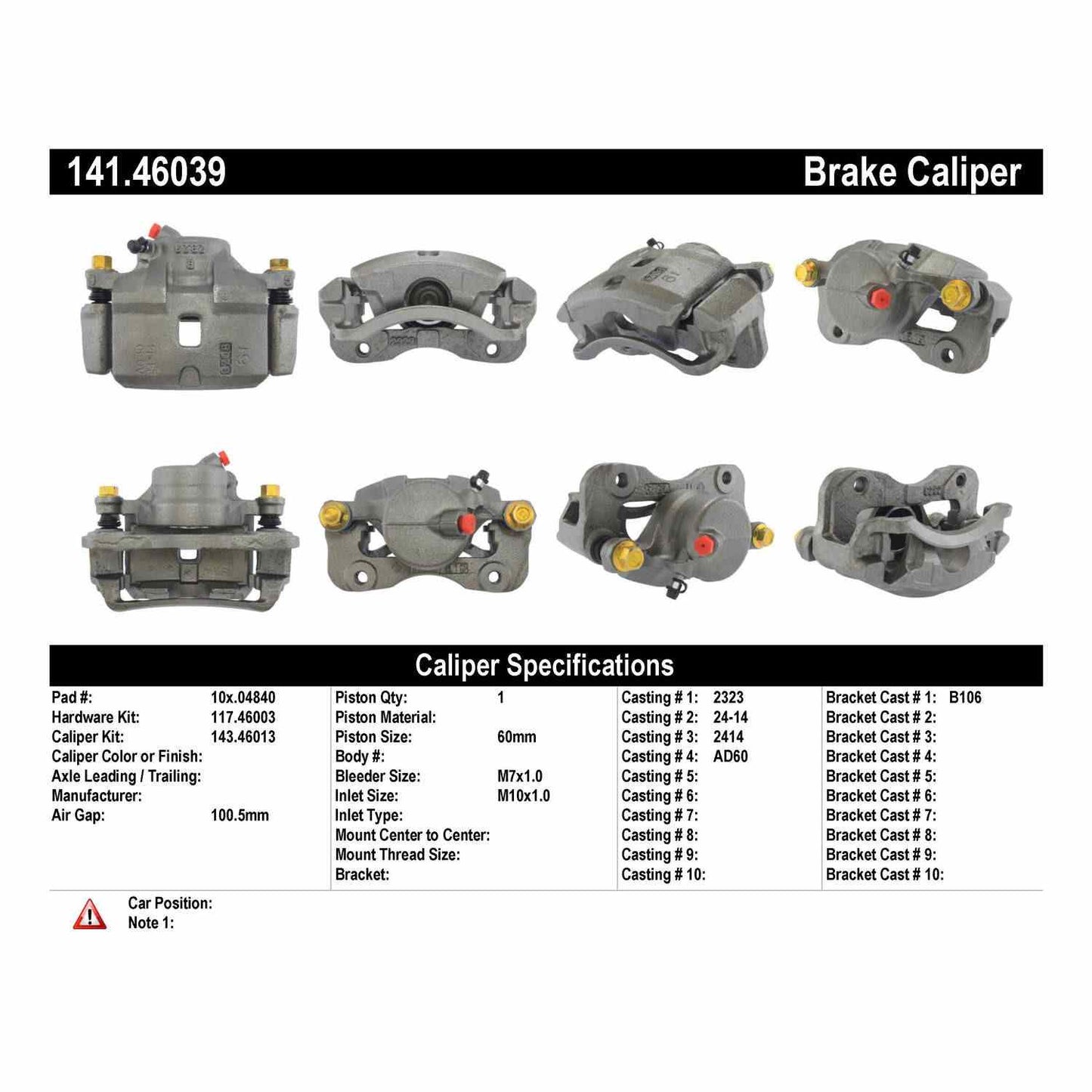 Centric Parts Semi-Loaded Brake Caliper 141.46039