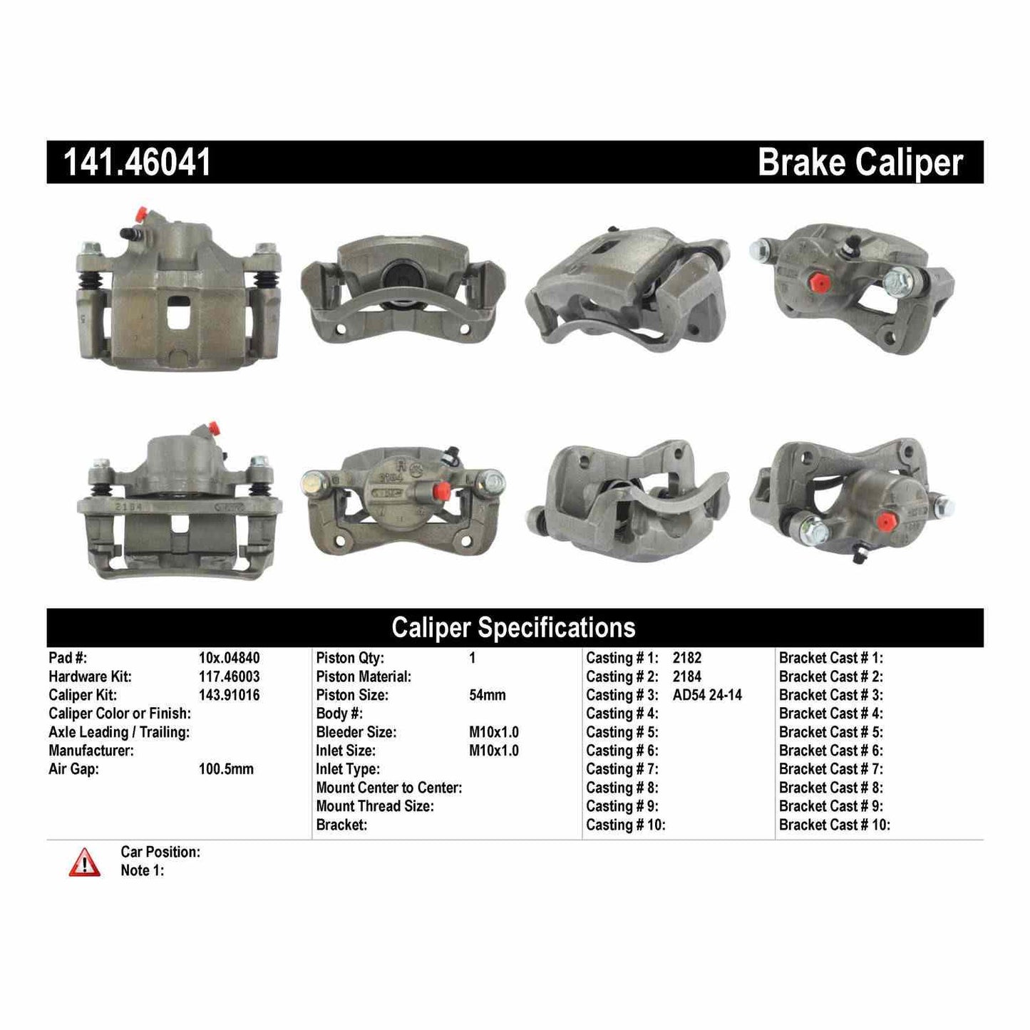 Centric Parts Semi-Loaded Brake Caliper 141.46041