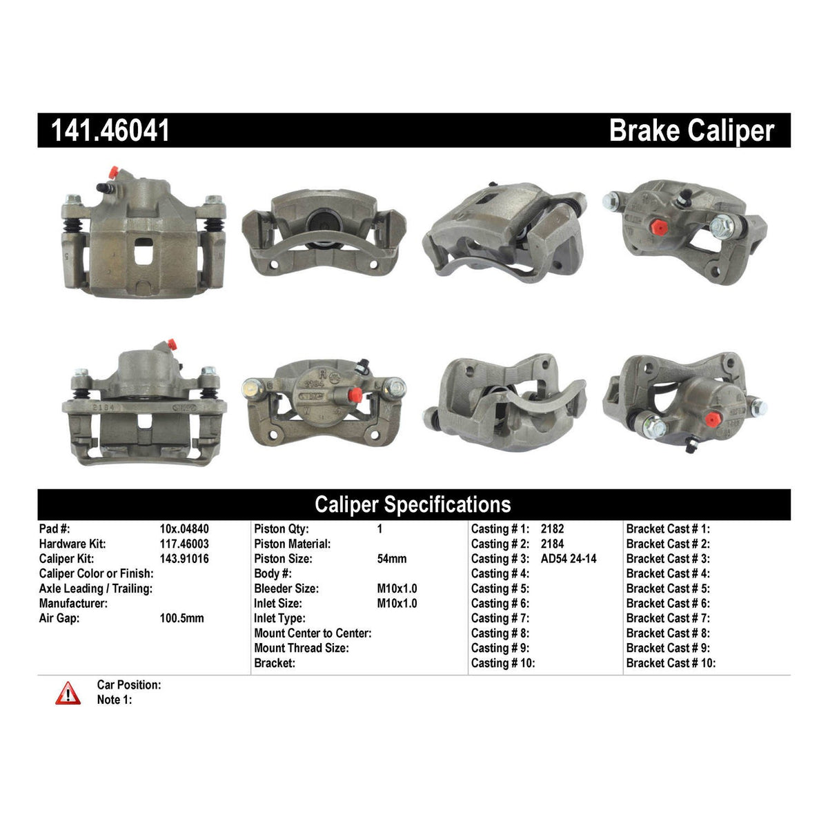 Centric Parts Disc Brake Caliper Semi-Loaded for 1993‑2000 Eagle GTX, Talon, Eclipse, Galant, Laser 141.46041