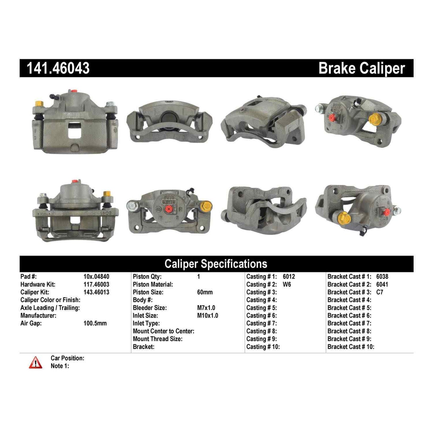 Centric Parts Semi-Loaded Brake Caliper 141.46043