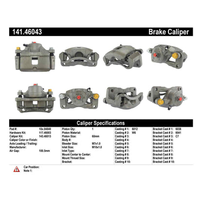 Centric Parts Semi-Loaded Brake Caliper 141.46043
