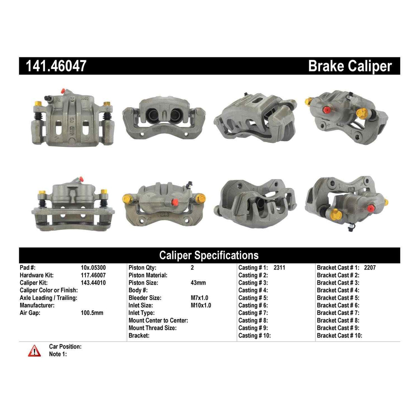 Stoptech Centric Semi-Loaded Brake Caliper - Front Right 141.46047