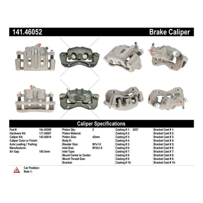 Stoptech Centric 93 Mitsubishi Eclipse AWD / 93-94 Eagle Talon AWD Left Front Semi-Loaded Caliper 141.46052