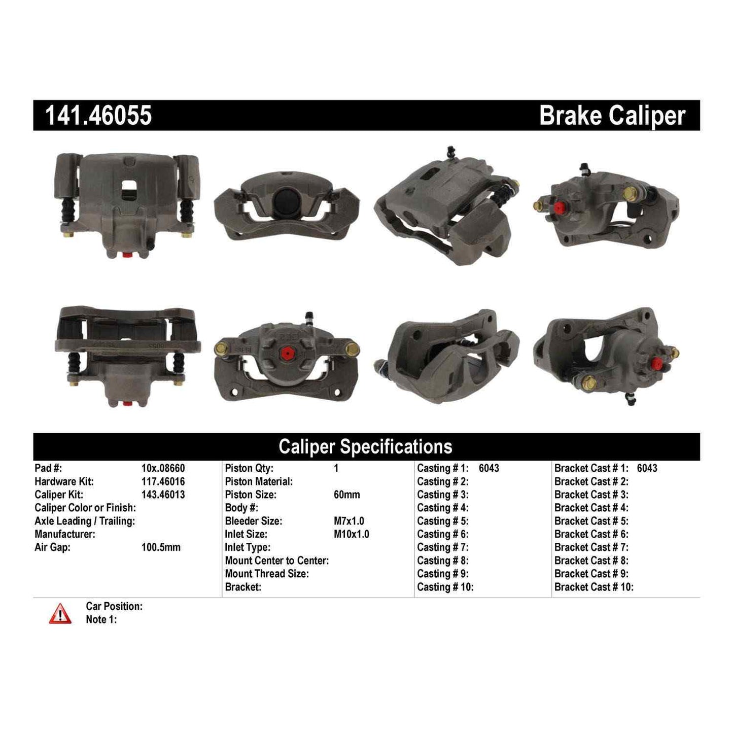 Centric Parts Disc Brake Caliper Semi-Loaded with anti-corrosion finish for 2005-2001 Chrysler Sebring Dodge Stratus Mitsubishi Eclipse Galant 141.46055