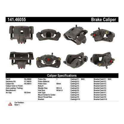 Stoptech Centric Semi-Loaded Brake Caliper - Front Right 141.46055