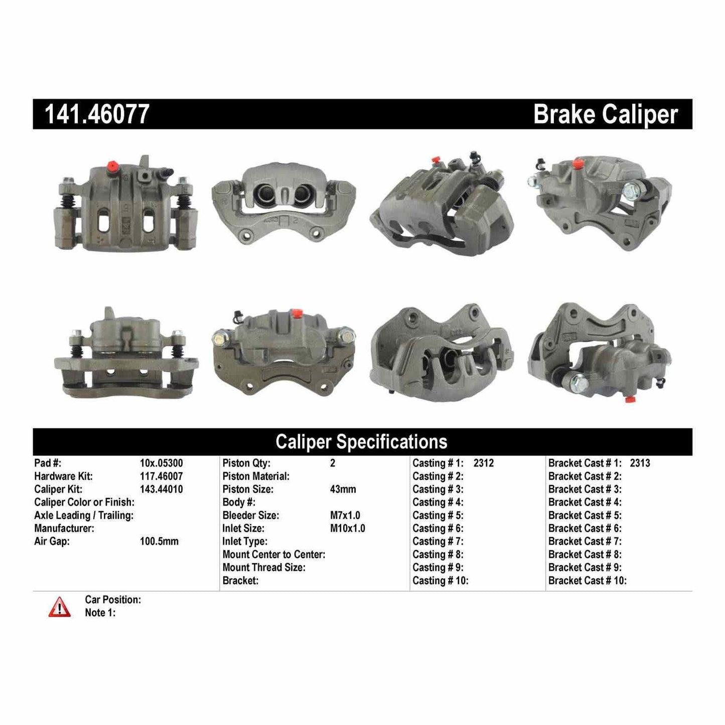 Centric Parts Semi-Loaded Brake Caliper 141.46077