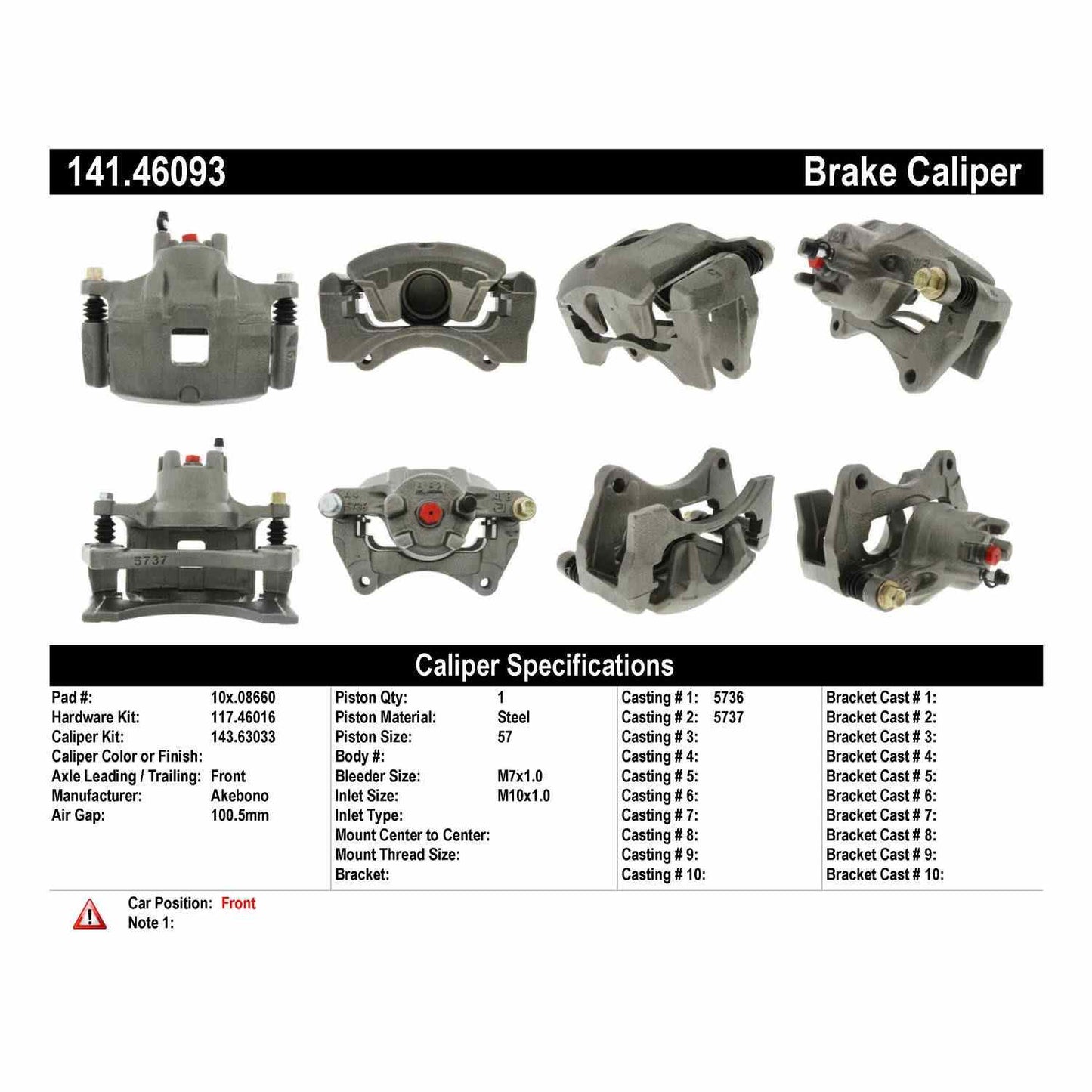 Stoptech Centric Semi-Loaded Brake Caliper - Front Right 141.46093