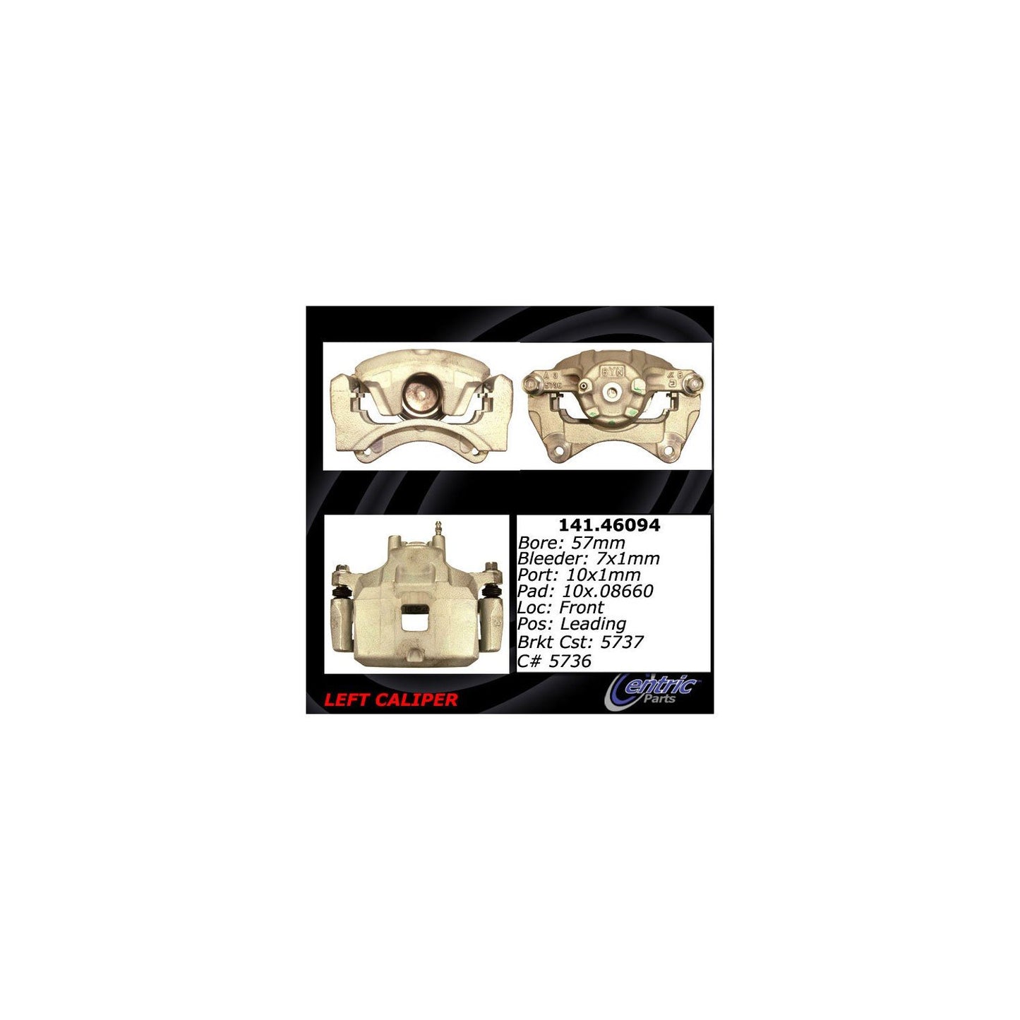 Centric Parts Disc Brake Caliper Semi-Loaded with Anti-Corrosion Finish for 2014-2015 Mitsubishi ASX 2008-2016 Lancer 2007-2020 Outlander 2011-2022 Outlander Sport 2011-2018 RVR 141.46094