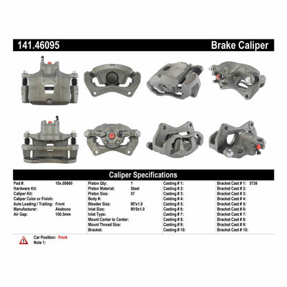 Centric Parts Semi-Loaded Brake Caliper 141.46095