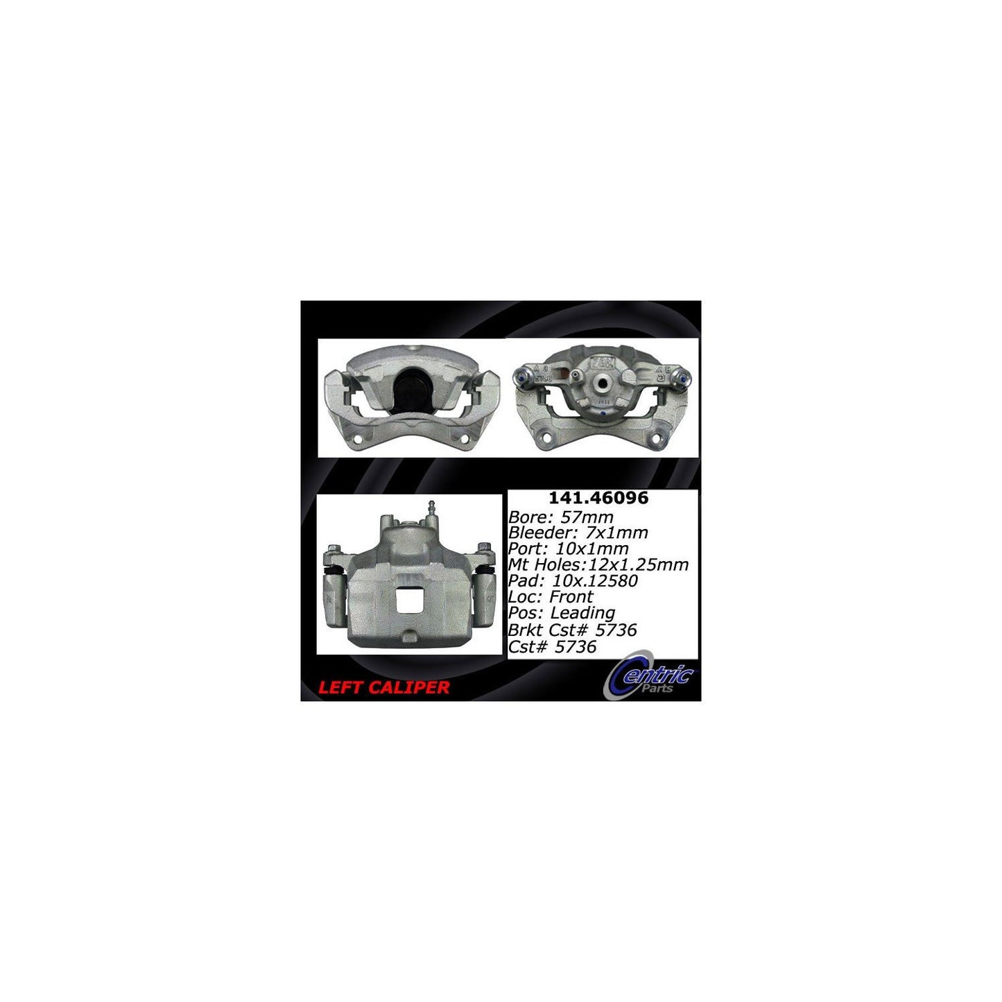 Centric Parts Disc Brake Caliper Semi-Loaded for 2008-2017 Mitsubishi Lancer 141.46096