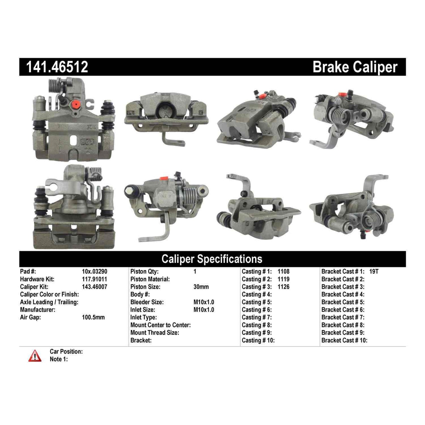 Centric Parts Semi-Loaded Disc Brake Caliper for 1990-2000 Dodge GTX 141.46512