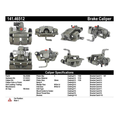Centric Parts Semi-Loaded Disc Brake Caliper for 1990-2000 Dodge GTX 141.46512