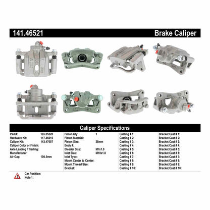 Centric Parts Disc Brake Caliper Semi-Loaded with Anti-Corrosion Finish for 1991-1994 Dodge Stealth, 1991-1993 Mitsubishi 3000GT, 1993-1995 Diamante 141.46521