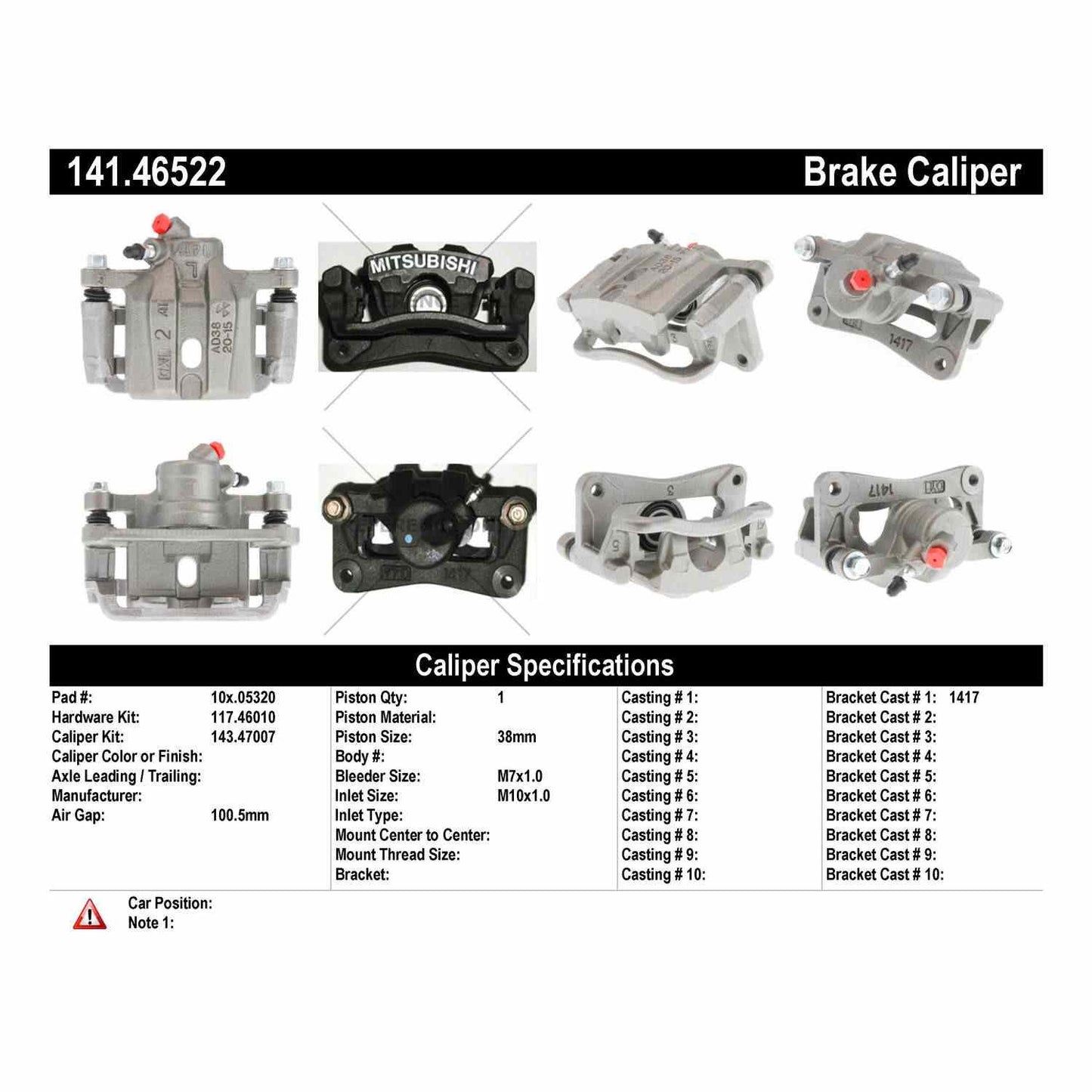 Centric Parts Semi-Loaded Brake Caliper 141.46522