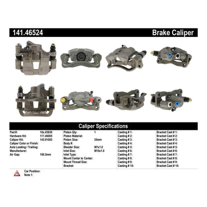 Stoptech Centric Semi-Loaded Brake Caliper - Rear Left 141.46524