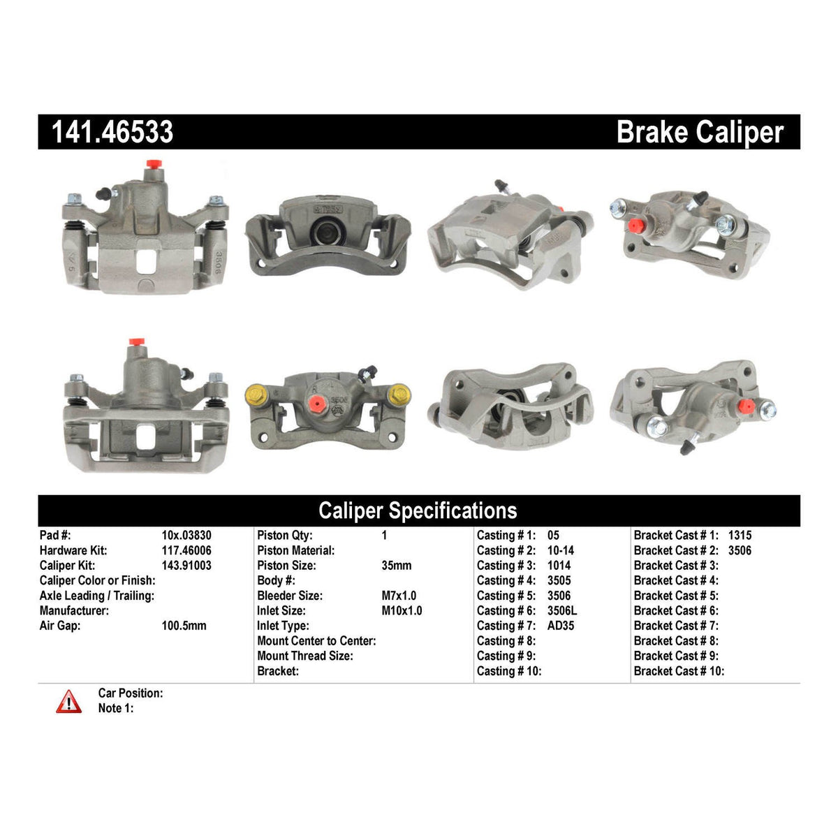 Stoptech Centric Semi-Loaded Brake Caliper - Rear Right 141.46533