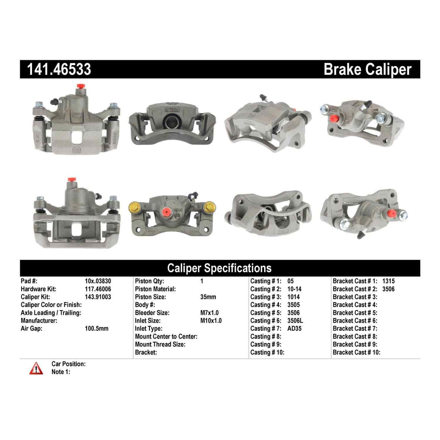 Stoptech Centric Semi-Loaded Brake Caliper - Rear Right 141.46533