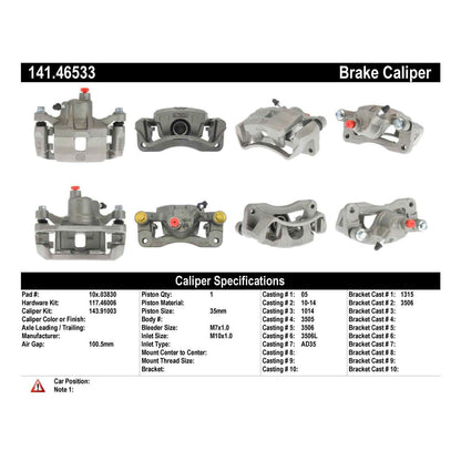 Stoptech Centric Semi-Loaded Brake Caliper - Rear Right 141.46533