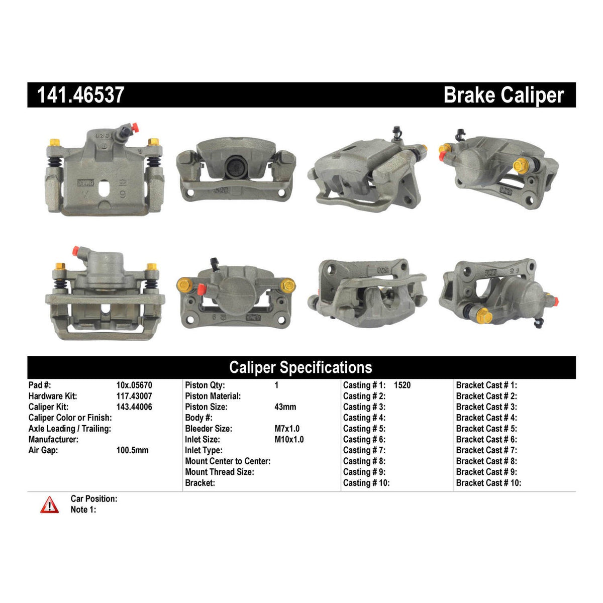 StopTech Semi-Loaded Brake Caliper 141.46537